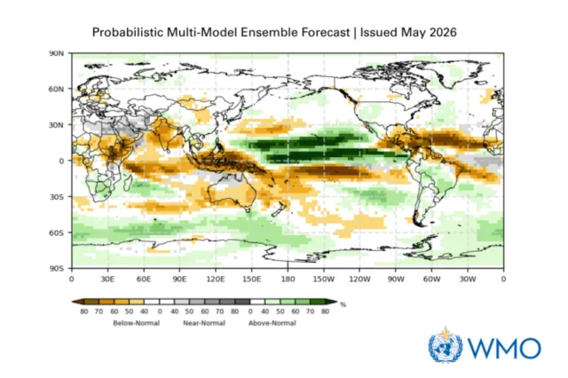 This map shows expected El Nino-like rainfall patterns between July and August 2026.