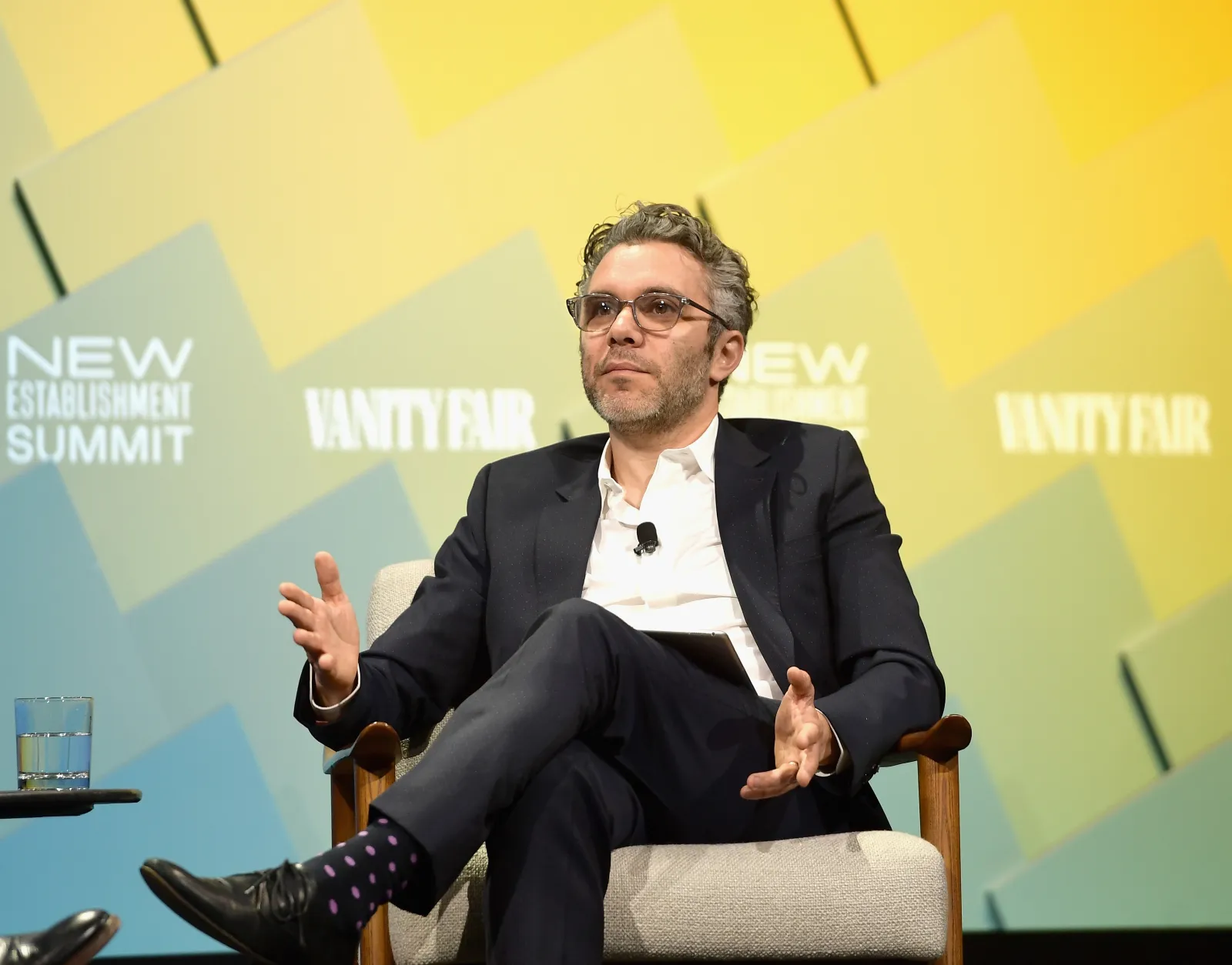 Special correspondent at Vanity Fair Nick Bilton speaks onstage at Day 1 of the Vanity Fair New Establishment Summit 2018 at The Wallis Annenberg Center for the Performing Arts on October 9, 2018, in Beverly Hills, California. (Photo by Matt Winkelmeyer/Getty Images)