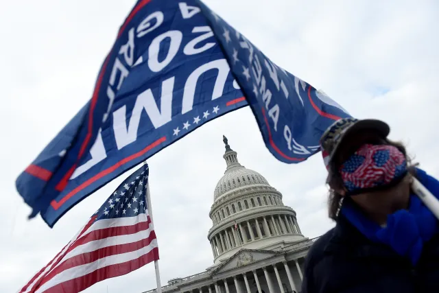 Trump supporters protest outside the U.S. Capitol in Washington, D.C., on January 6, 2021.