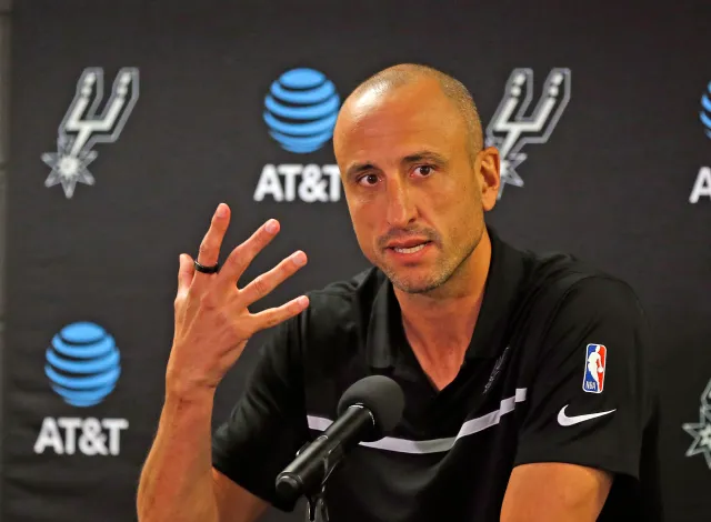Spurs NBA champion Manu Ginobili speaks at Hall of Fame Induction Press Conference