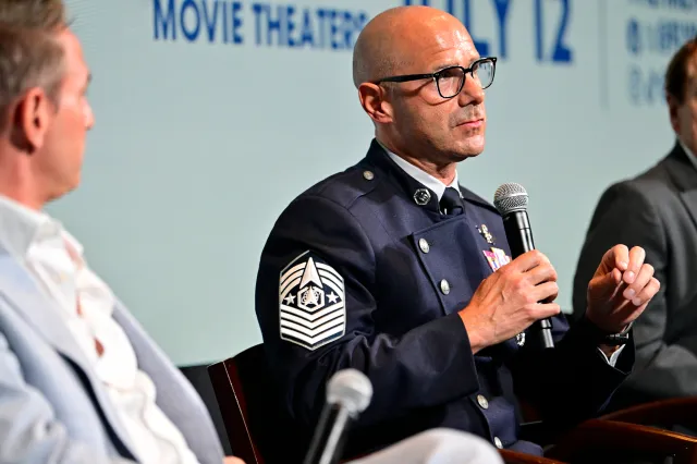 Chief Master Sergeant of the Space Force John Bentivegna speaks in Washington, D.C., on July 10, 2024.