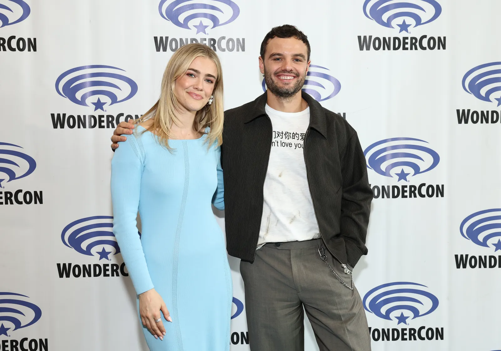 Melissa Roxburgh and Josh McKenzie attend the "The Hunting Party" press call on March 29, 2025, in Anaheim, California.