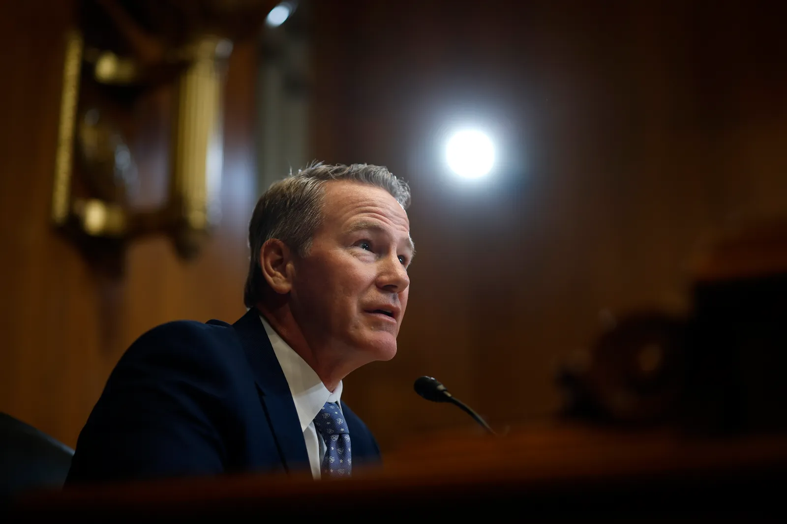 Ohio Senator Jon Husted speaks during a Senate committee hearing on April 2, 2025, in Washington.