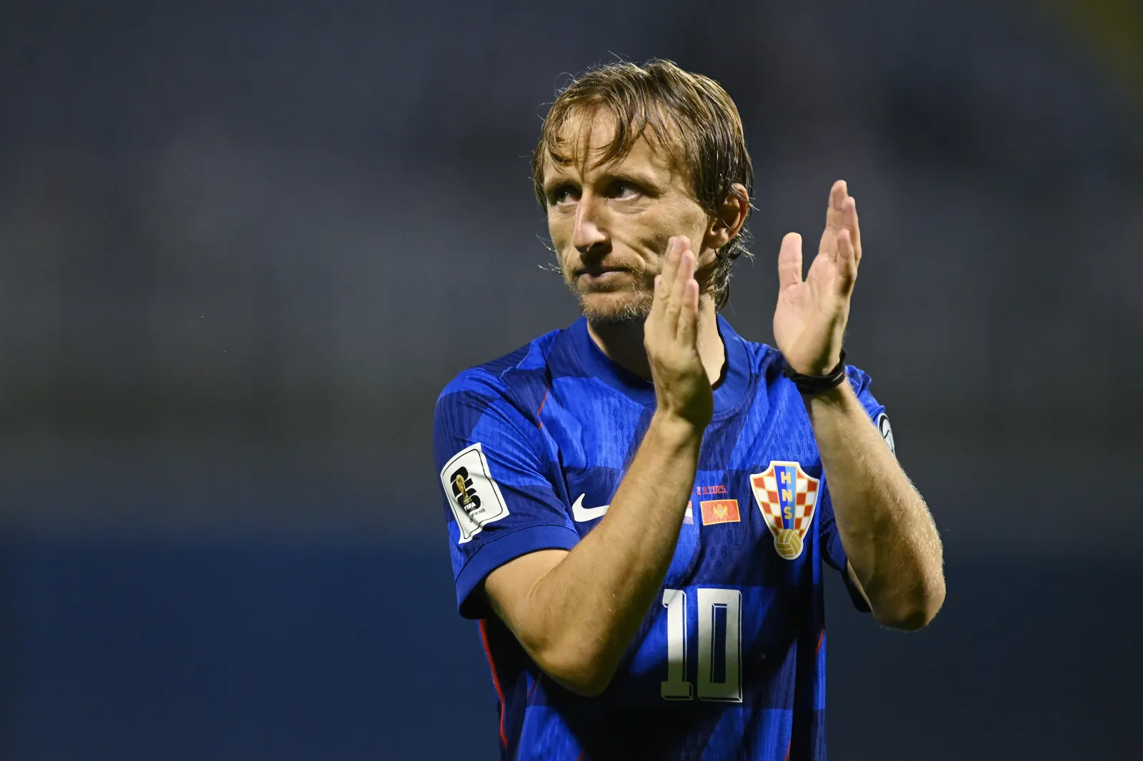 Luka Modric of Croatia applauds the fans after the team's victory in the FIFA World Cup 2026 qualifier match between Croatia and Montenegro at Stadion Maksimir on Sept. 08, 2025 in Zagreb, Croatia. (Photo by Jurij Kodrun/Getty Images)