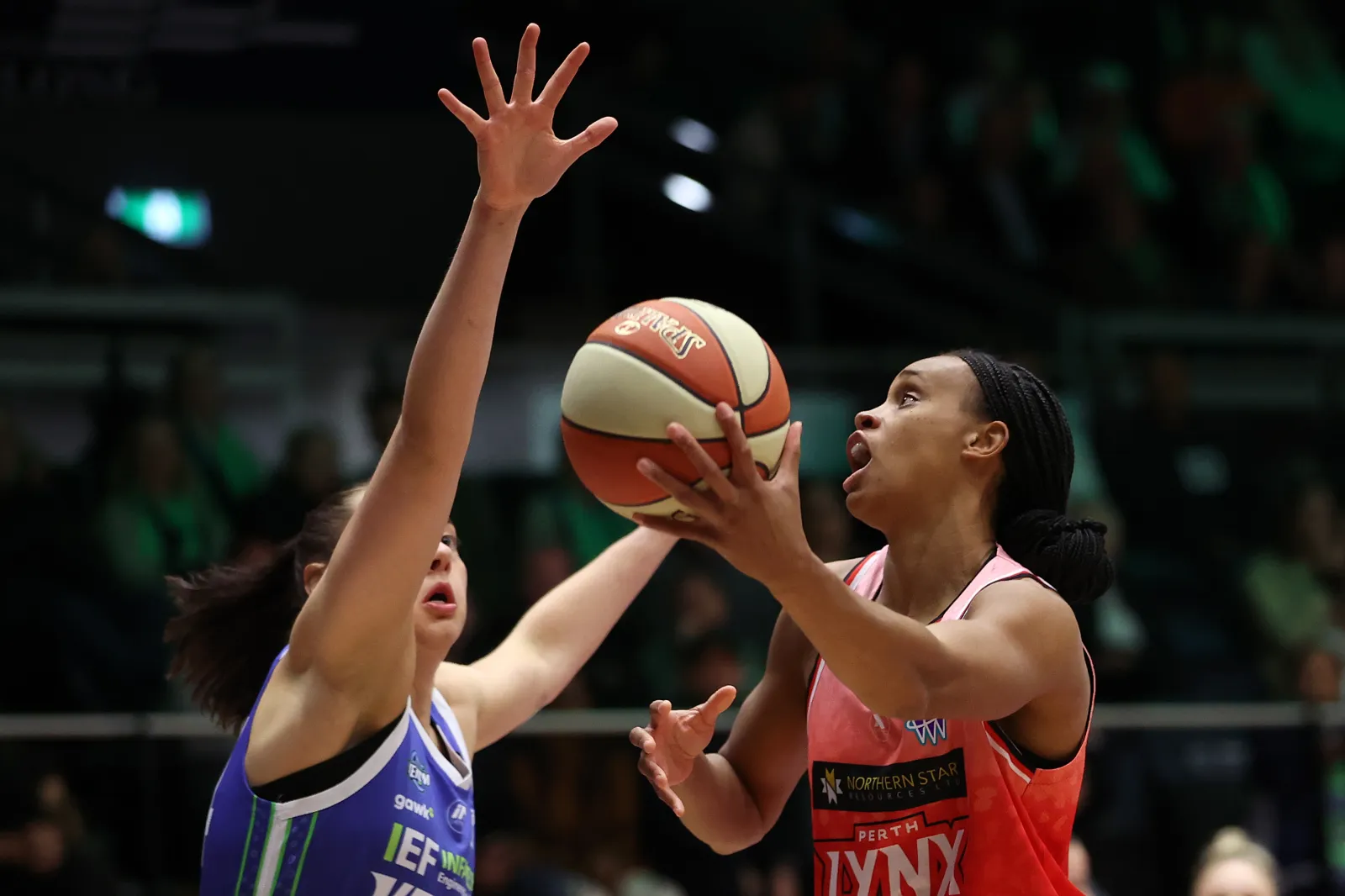 Brianna Turner of the Lynx drives to the basket during the round four WNBL match between Geelong Venom and Perth Lynx at Geelong Arena on November 11, 2025, in Geelong, Australia. (Photo by Kelly Defina/Getty Images)