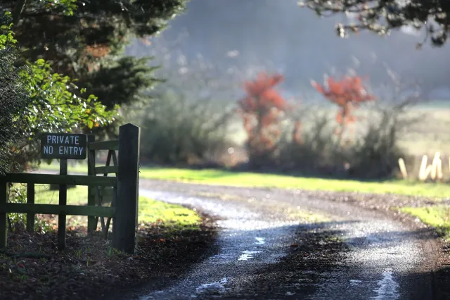 The private drive to the Sandringham Estate in Norfolk, England, where Andrew Mountbatten-Windsor has moved.
