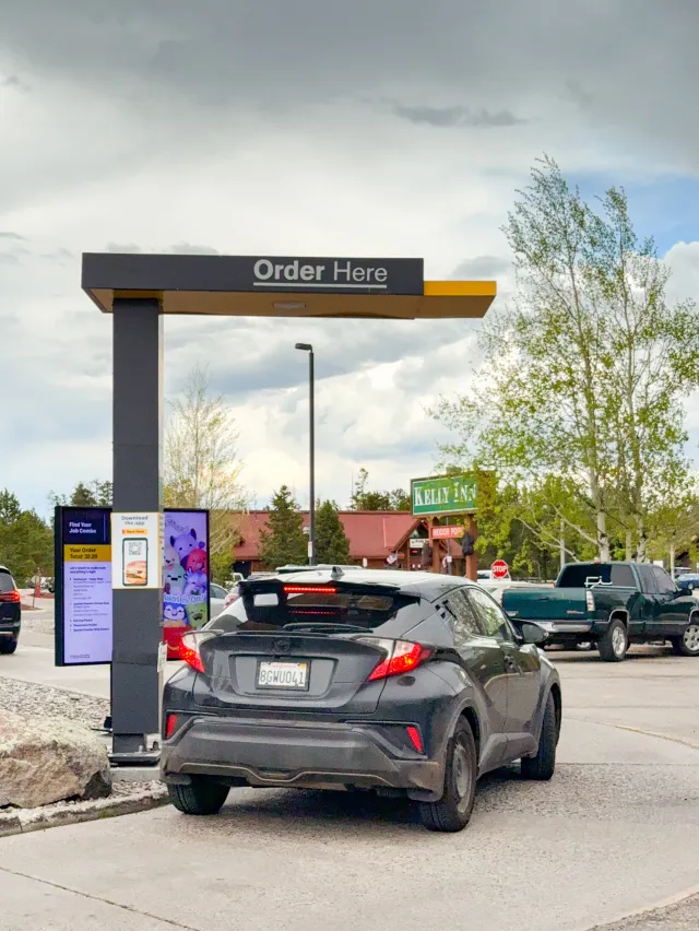 A car at the ordering point at a drive-thru McDonald's in West Yellowstone, Montana, on 28 May, 2025.