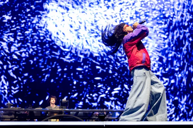 Subtronics and Oliver Tree perform at the Sahara Tent during the 2026 Coachella Valley Music and Arts Festival on April 12 in Indio, California.