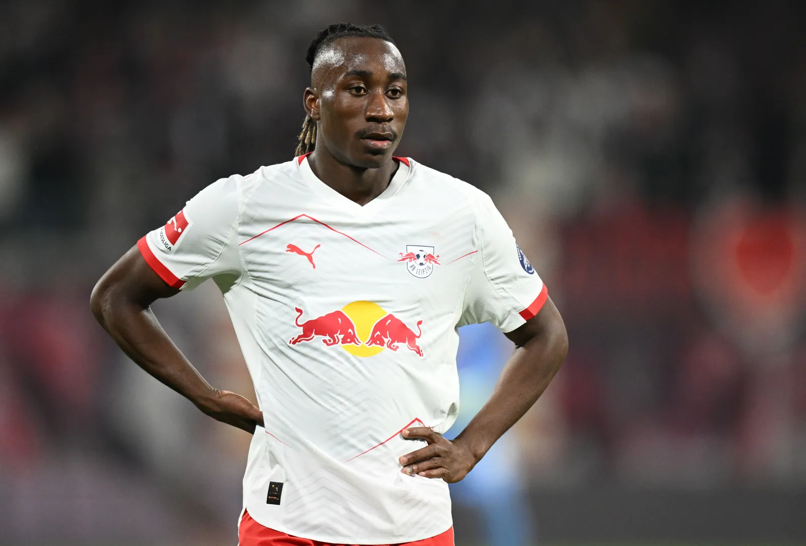 LEIPZIG, GERMANY - APRIL 24: Yan Diomande of RB Leipzig in action during the Bundesliga match between RB Leipzig and 1. FC Union Berlin at Red Bull Arena on April 24, 2026 in Leipzig, Germany. (Photo by Stuart Franklin/Getty Images)