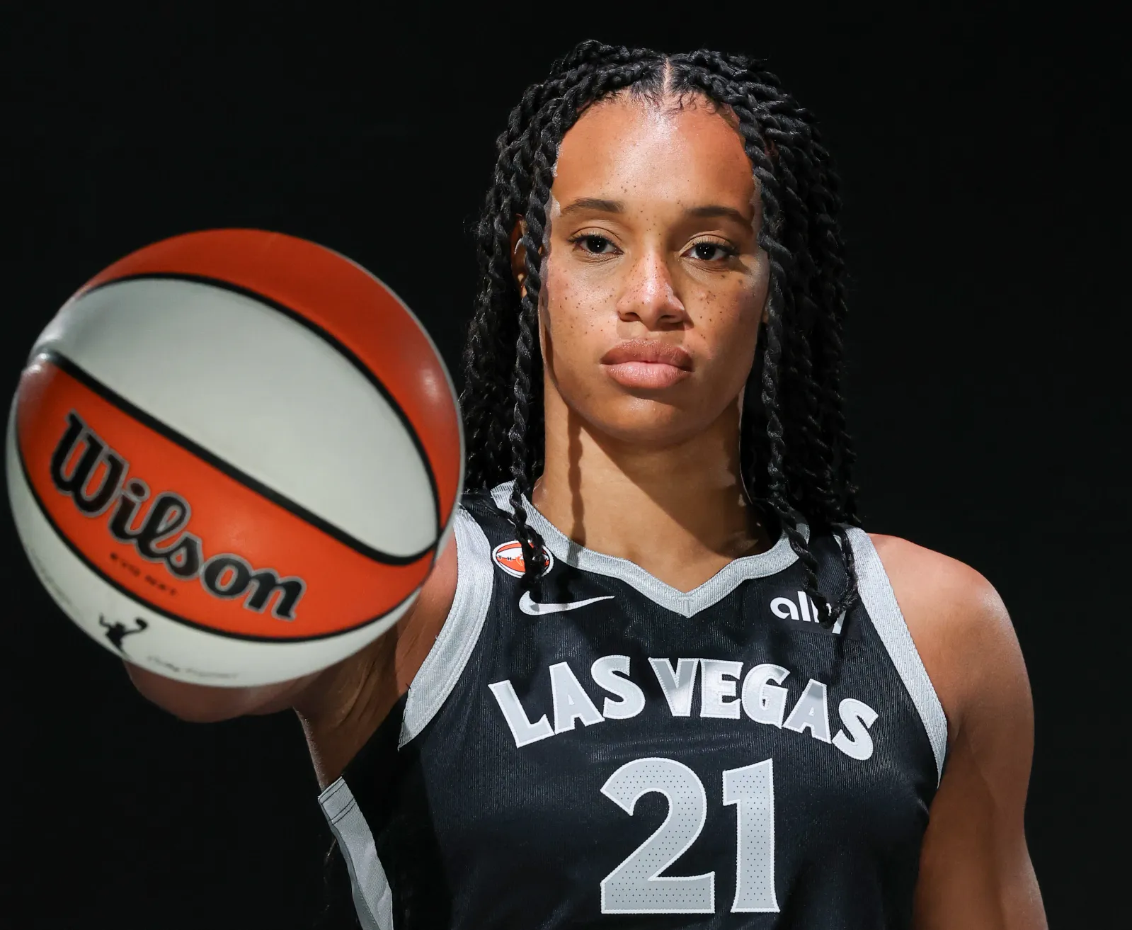 Brianna Turner of the Las Vegas Aces is seen on April 28 in Las Vegas. (Photo by Ethan Miller/Getty Images)
