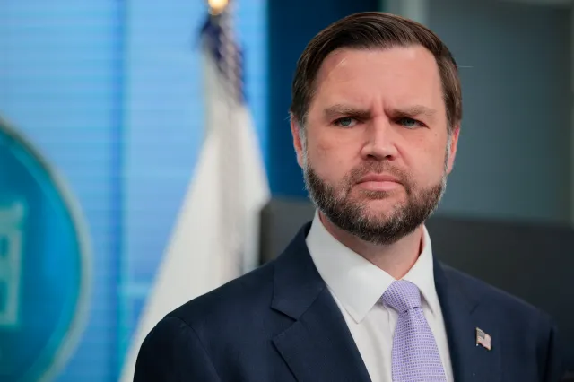 Vice President JD Vance looks on during a press conference in the Brady Press Briefing Room at the White House on May 19, 2026.