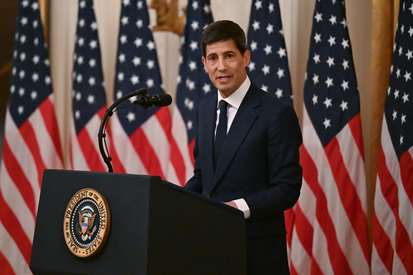 Federal Reserve Chair Kevin Warsh speaks after being sworn in at the White House on May 22, 2026.