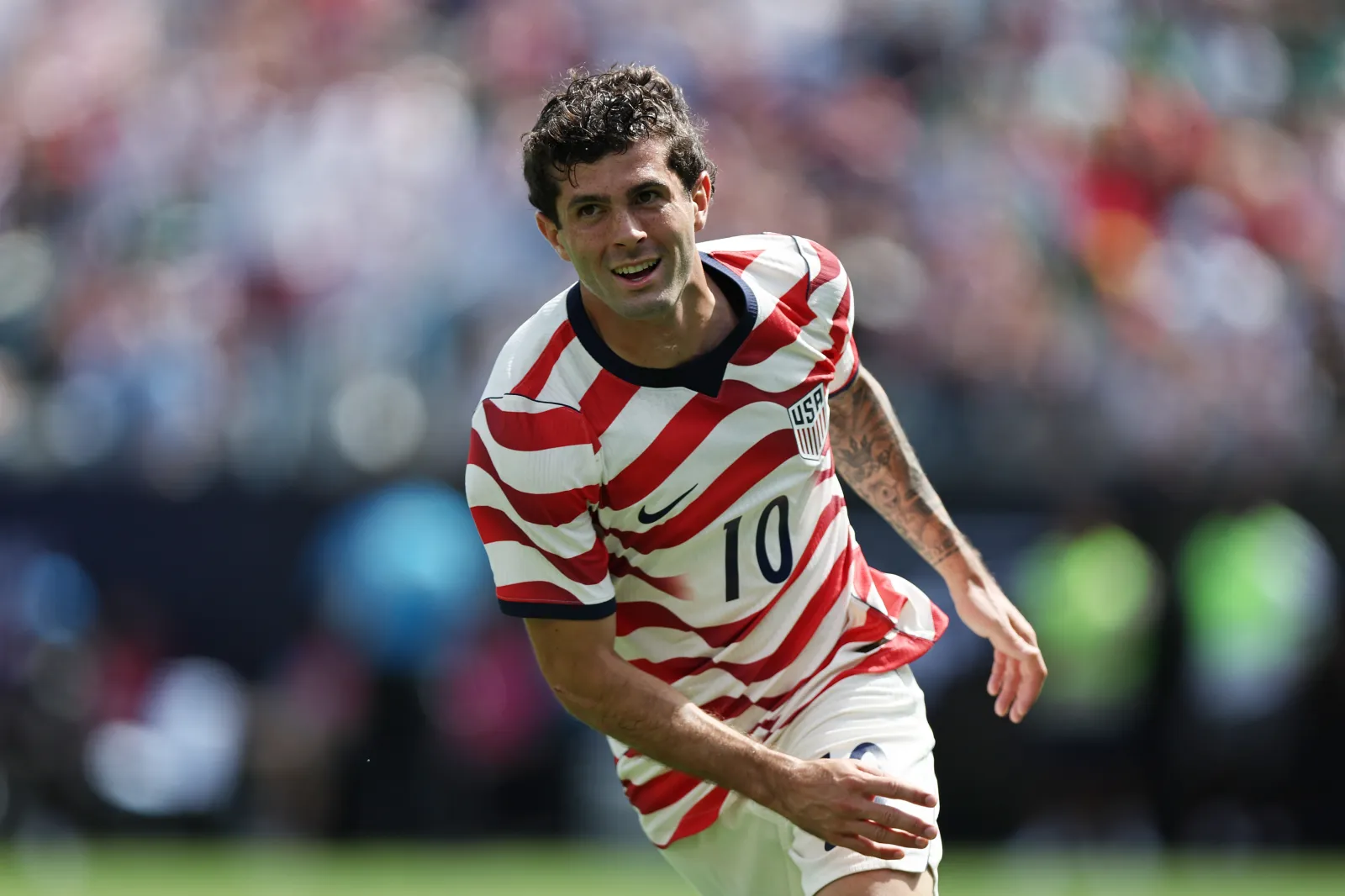 CHARLOTTE, NORTH CAROLINA - MAY 31: Christian Pulisic of United States celebrates after scoring his team's second goal during the international friendly match between United States and Senegal at Bank of America Stadium on May 31, 2026 in Charlotte, North Carolina. (Photo by Omar Vega/USSF/Getty Images)