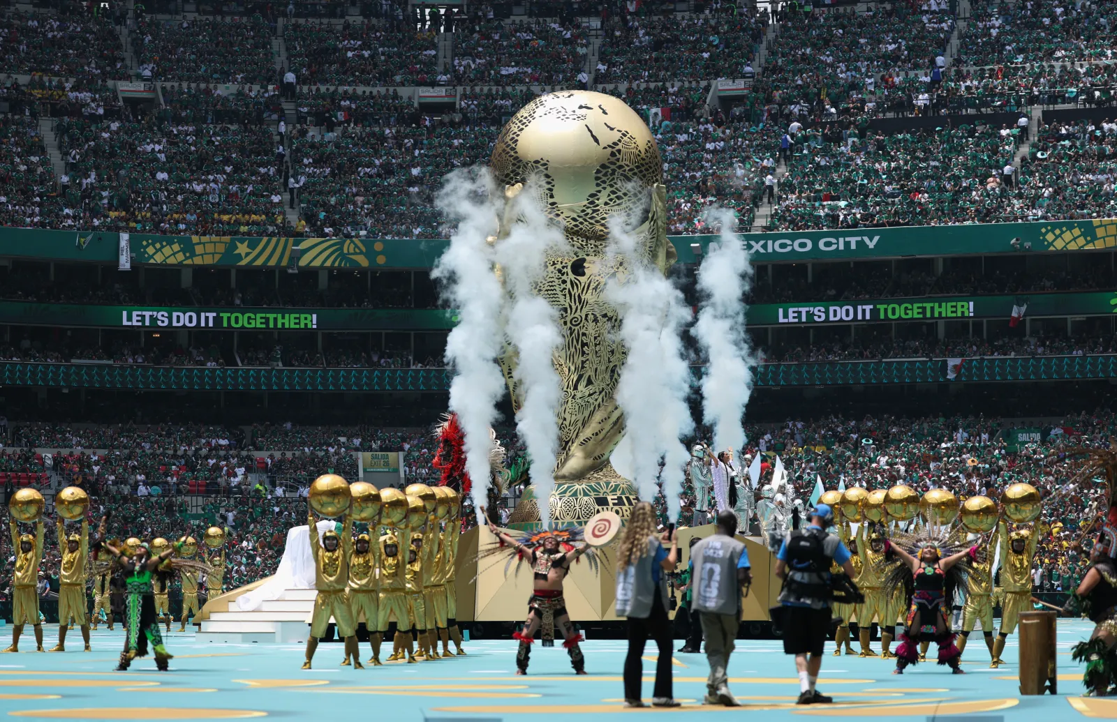 Performers dance during the Opening Ceremony before the FIFA World Cup 2026 Group A match between Mexico and South Africa at Mexico City Stadium on June 11, 2026, in Mexico City, Mexico. (Photo by MB Media/Getty Images)