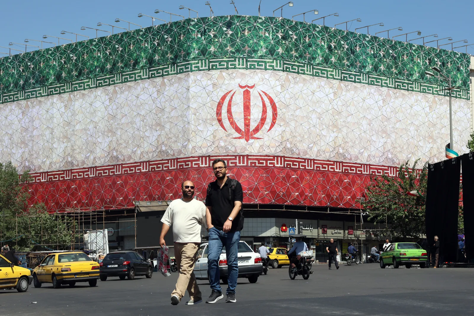 This image from June 14 shows Enghelab Square in Tehran where the Iranian national flag is displayed Photo by AFP via Getty Images.