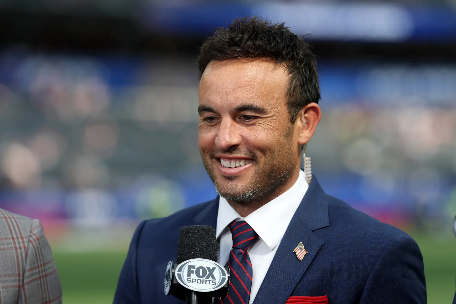 INGLEWOOD, CALIFORNIA - JUNE 12: Landon Donovan commentates before the FIFA World Cup 2026 Group D match between USA and Paraguay at Los Angeles Stadium on June 12, 2026 in Inglewood, California. (Photo by Jamie Squire/Getty Images)