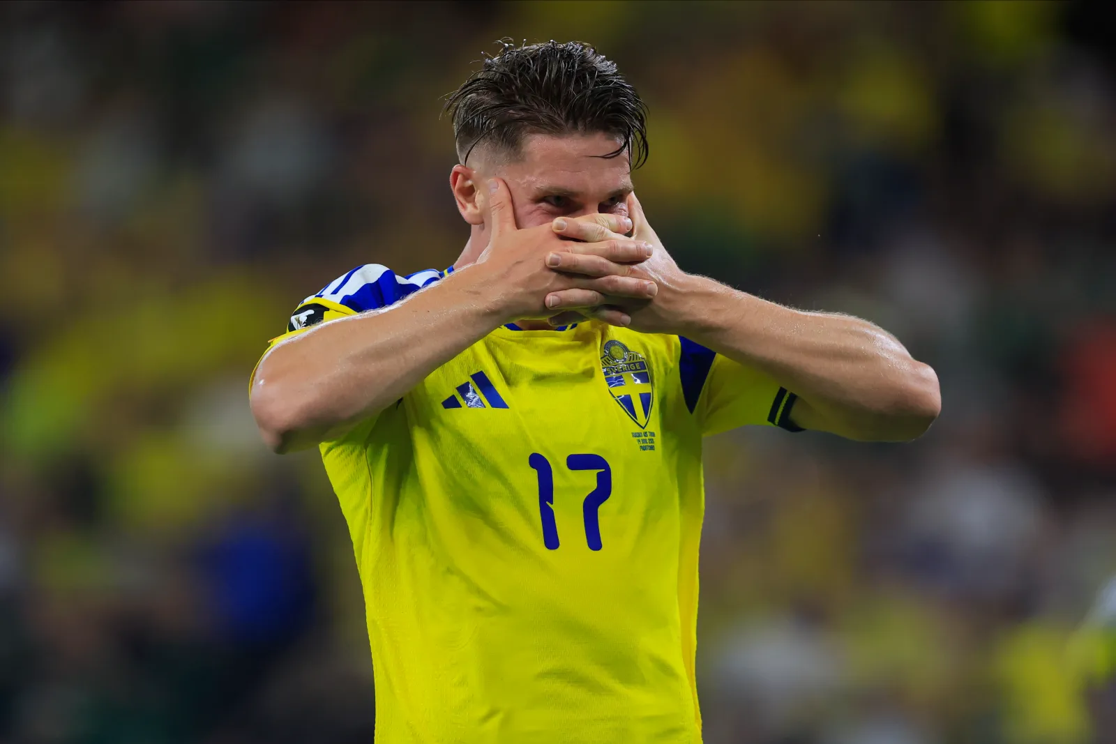 Viktor Gyokeres of Sweden celebrates after scoring his team's third goal during the FIFA World Cup 2026 Group F match between Sweden and Tunisia at Monterrey Stadium on June 14, 2026 in Monterrey, Mexico. (Photo by Alfredo Lopez/Jam Media/Getty Images)