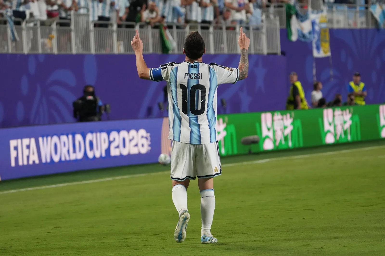 Lionel Messi of Argentina celebrates the second goal during the FIFA World Cup 2026 Group J match between Argentina and Algeria at Kansas City Stadium on June 16, 2026 in Kansas City, Missouri. (Photo by Masashi Hara/Getty Images)