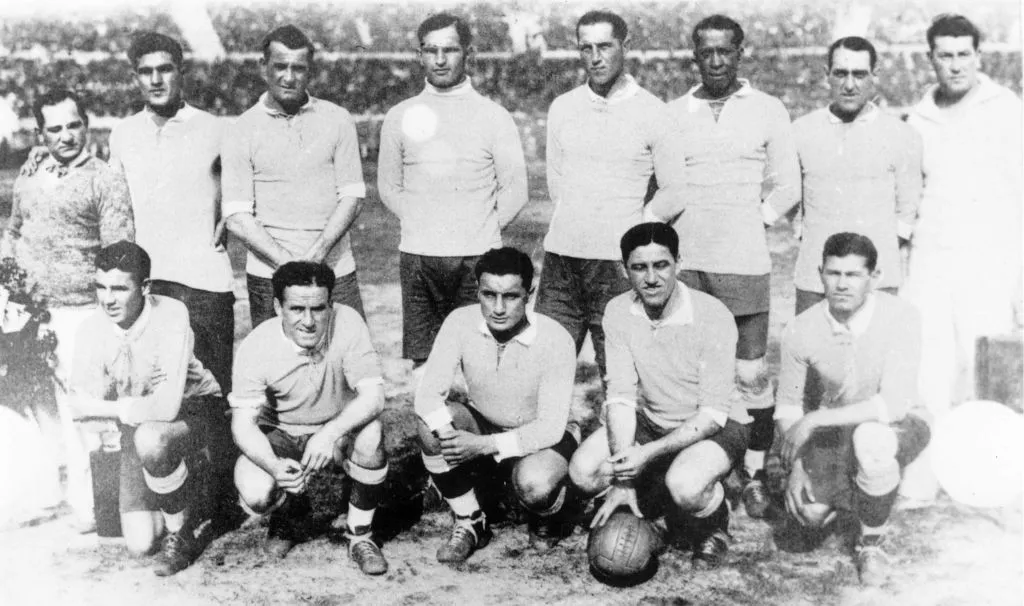 The 1930 Uruguay football team, winners of the first World Cup competition. (Photo by Keystone/Getty Images)