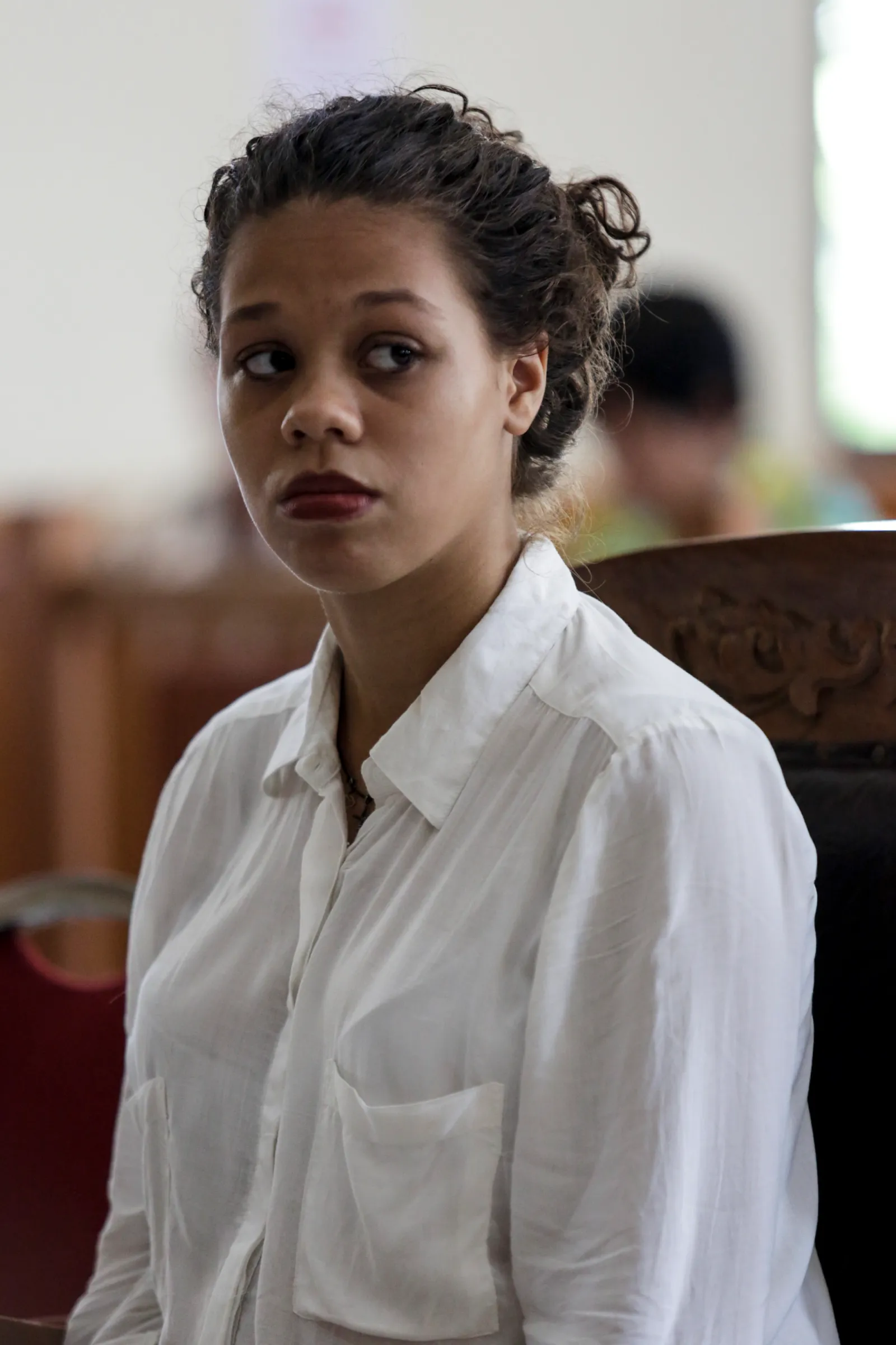 Heather Mack sits in a courtroom during her first hearing trial on Jan. 14, 2015 in Denpasar, Bali, Indonesia.