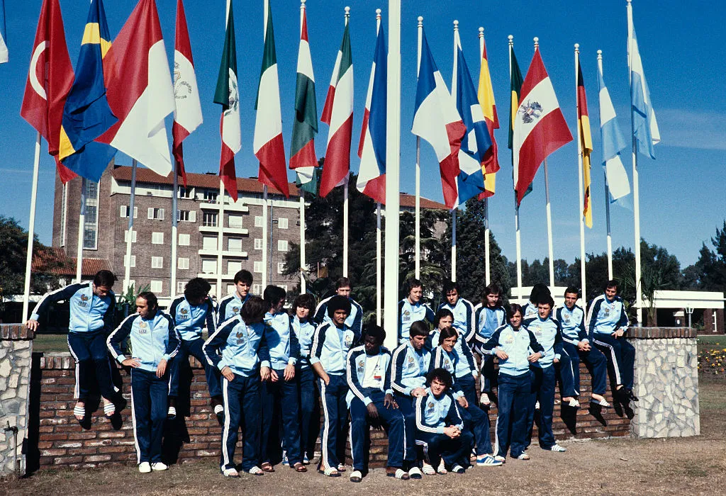 The French national football team poses prior to the 1978 World Cup in Buenos Aires, in June 1978. (Photo by AFP via Getty Images)
