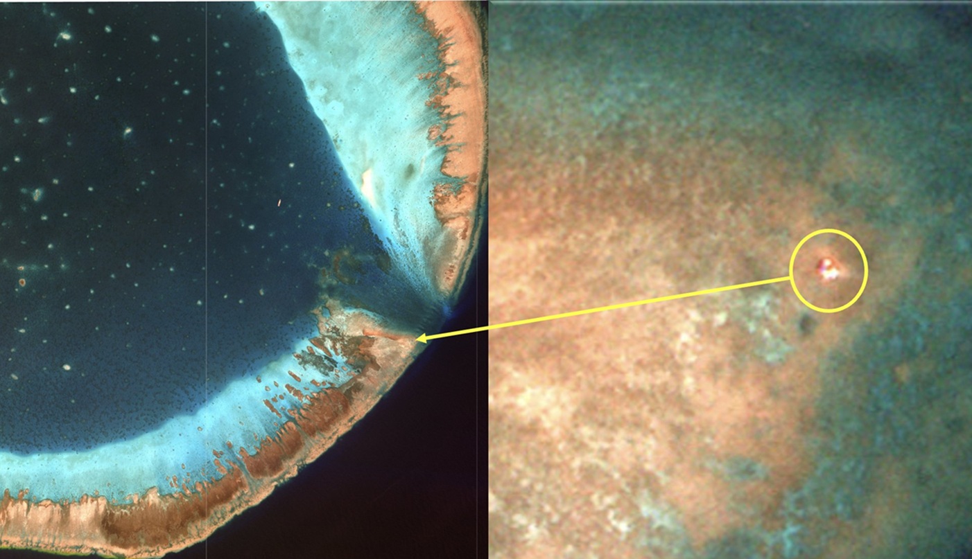 Satellite Images Show Unidentified Object at Scarborough Shoal Lagoon Entrance