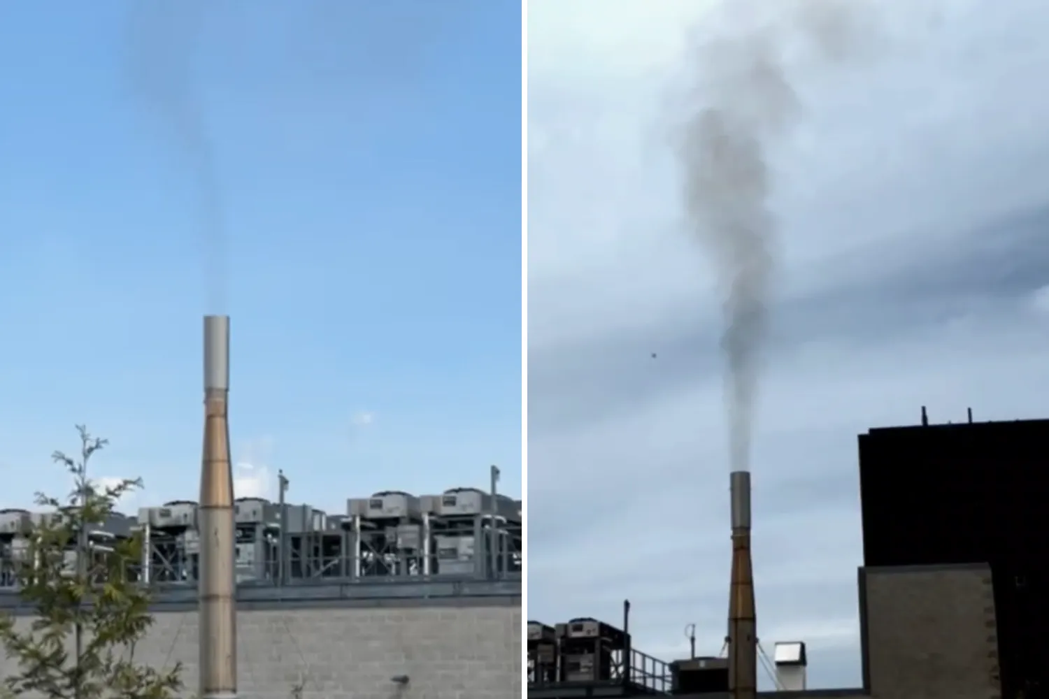 Chimneys firing in Lowell, MA, at a data center.