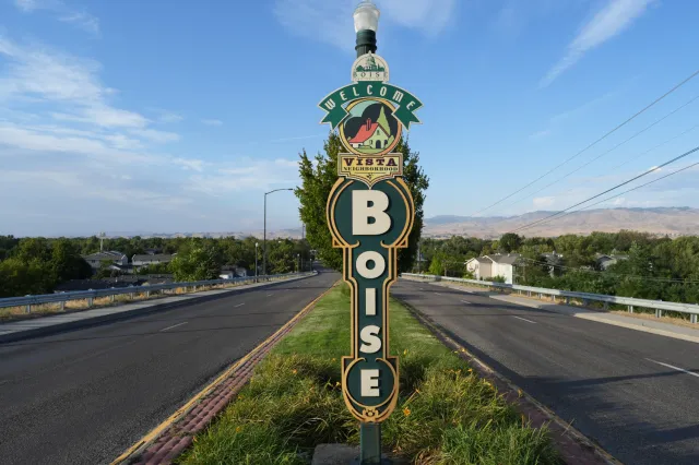 A Welcome to Boise sign on South Broadway Avenue on September 15, 2024, in Boise, Idaho.