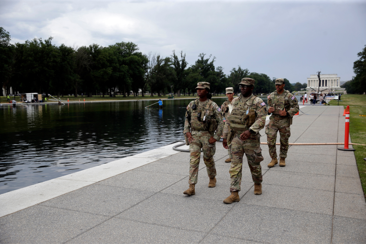 National Guard Stops People Touching Reflecting Pool Amid Military Crackdown