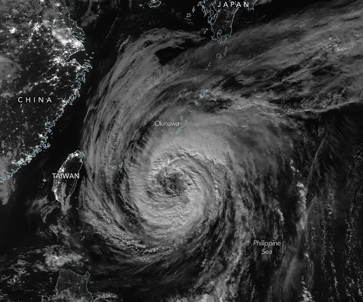 A satellite image of Typhoon Jangmi on June 1 local time, taken by NASA Earth Observatory.