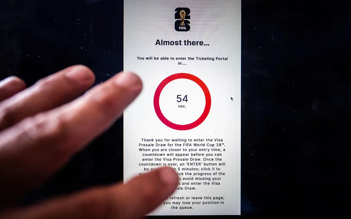 This illustration photo shows the countdown clock on FIFA's website for football fans hoping to register for 2026 FIFA World Cup tickets in Mexico City on September 10, 2025.