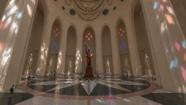 A rendering of the Tribute to America Room at Hotel Attraction.