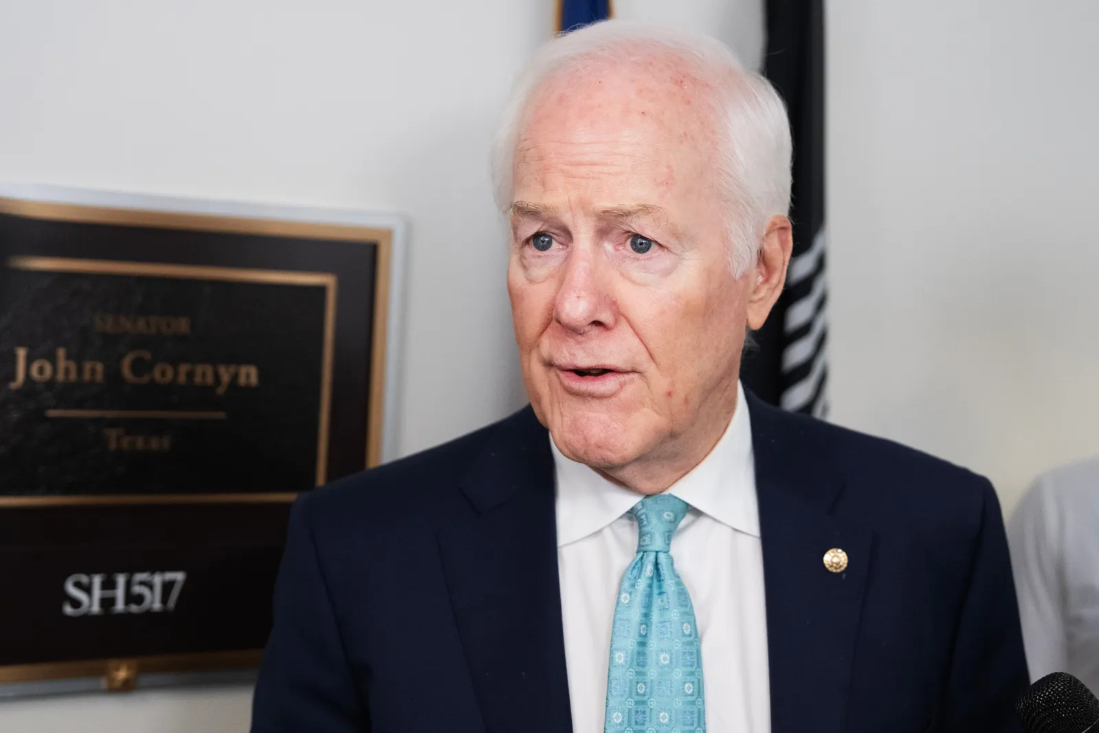 Senator John Cornyn speaks with reporters on July 29 in Washington, D.C. (Tom Williams/CQ Roll Call via AP Images)