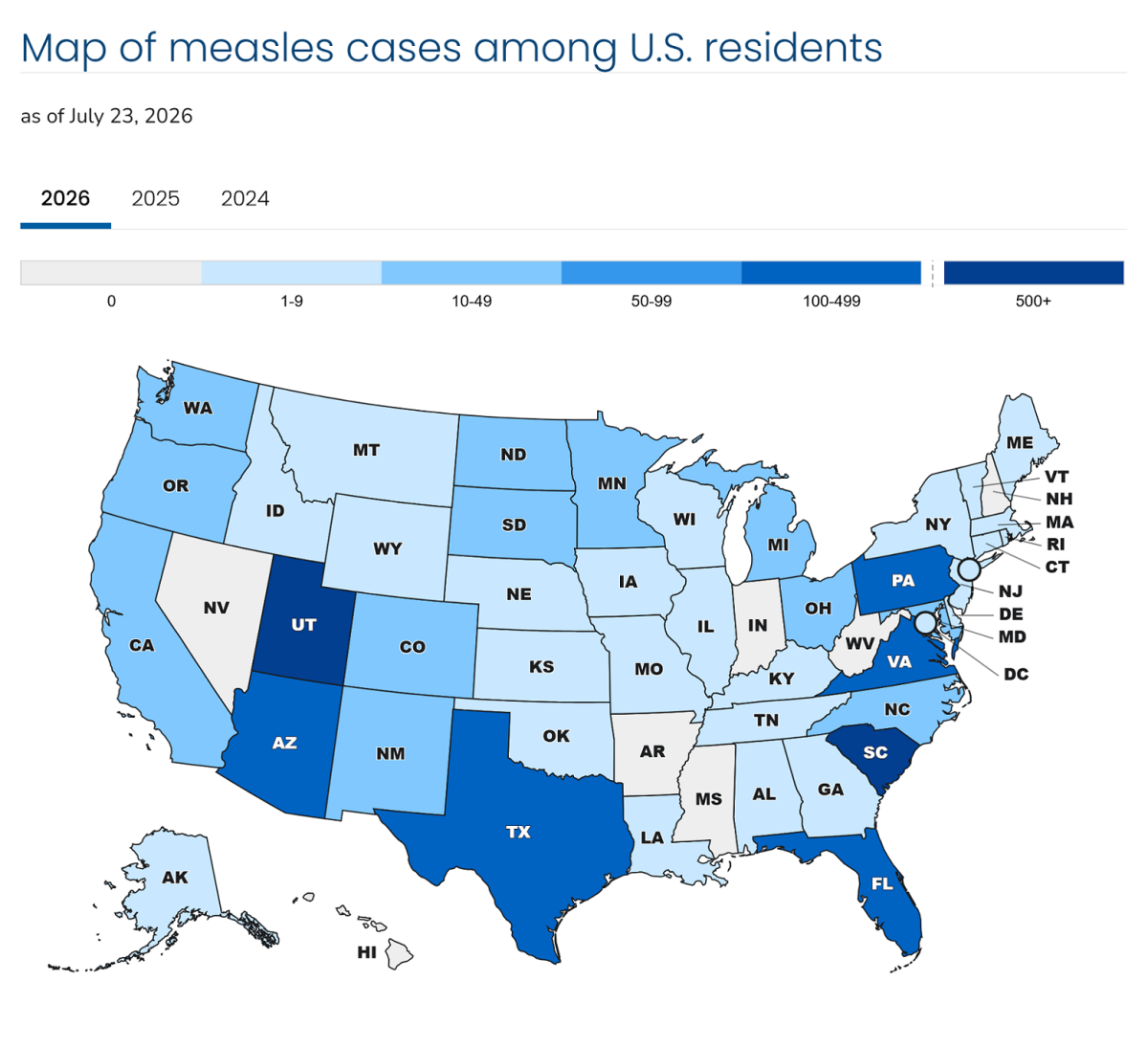 Map Shows Measles Cases Across US as Figure Hits 35-Year High