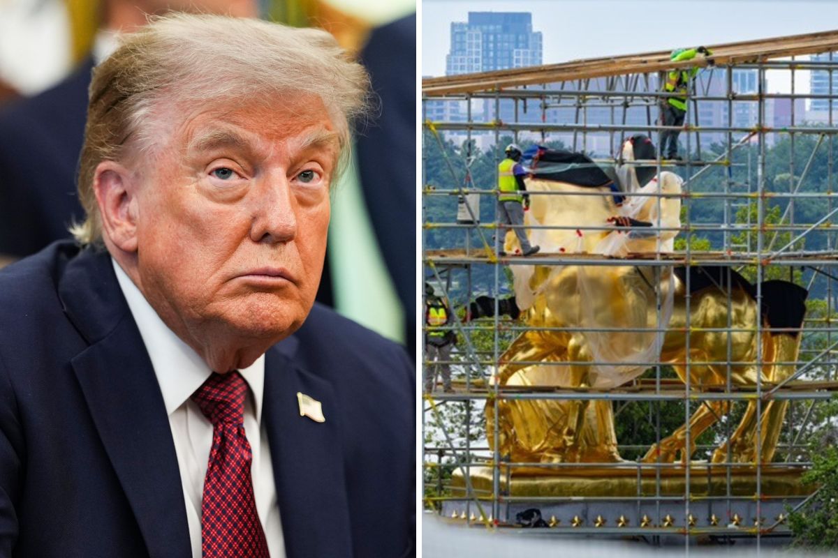 Trump Unveils Bright Gold Sculptures In Washington Overhaul