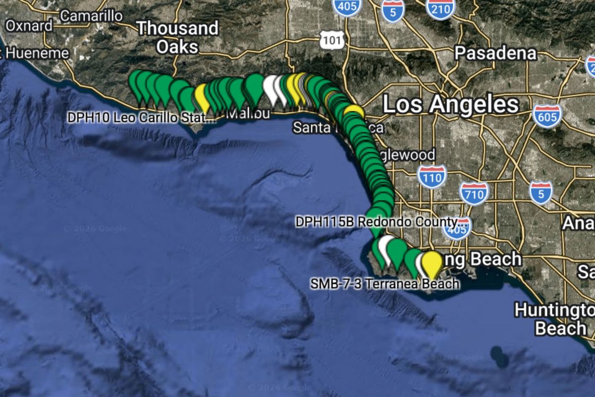 Map Shows LA Beaches With High Levels of Bacteria Map Shows LA Beaches With High Levels of Bacteria