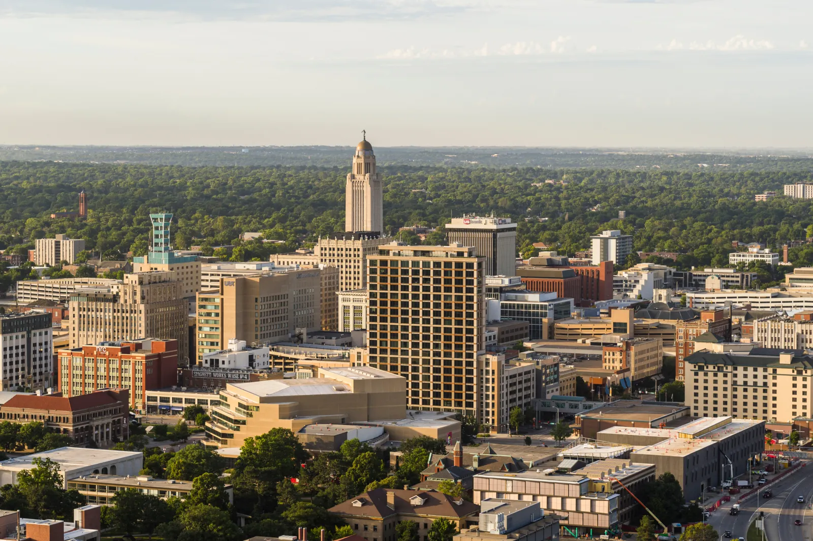 Stock image: Lincoln, Nebraska, is seen from the air, June 25, 2024.