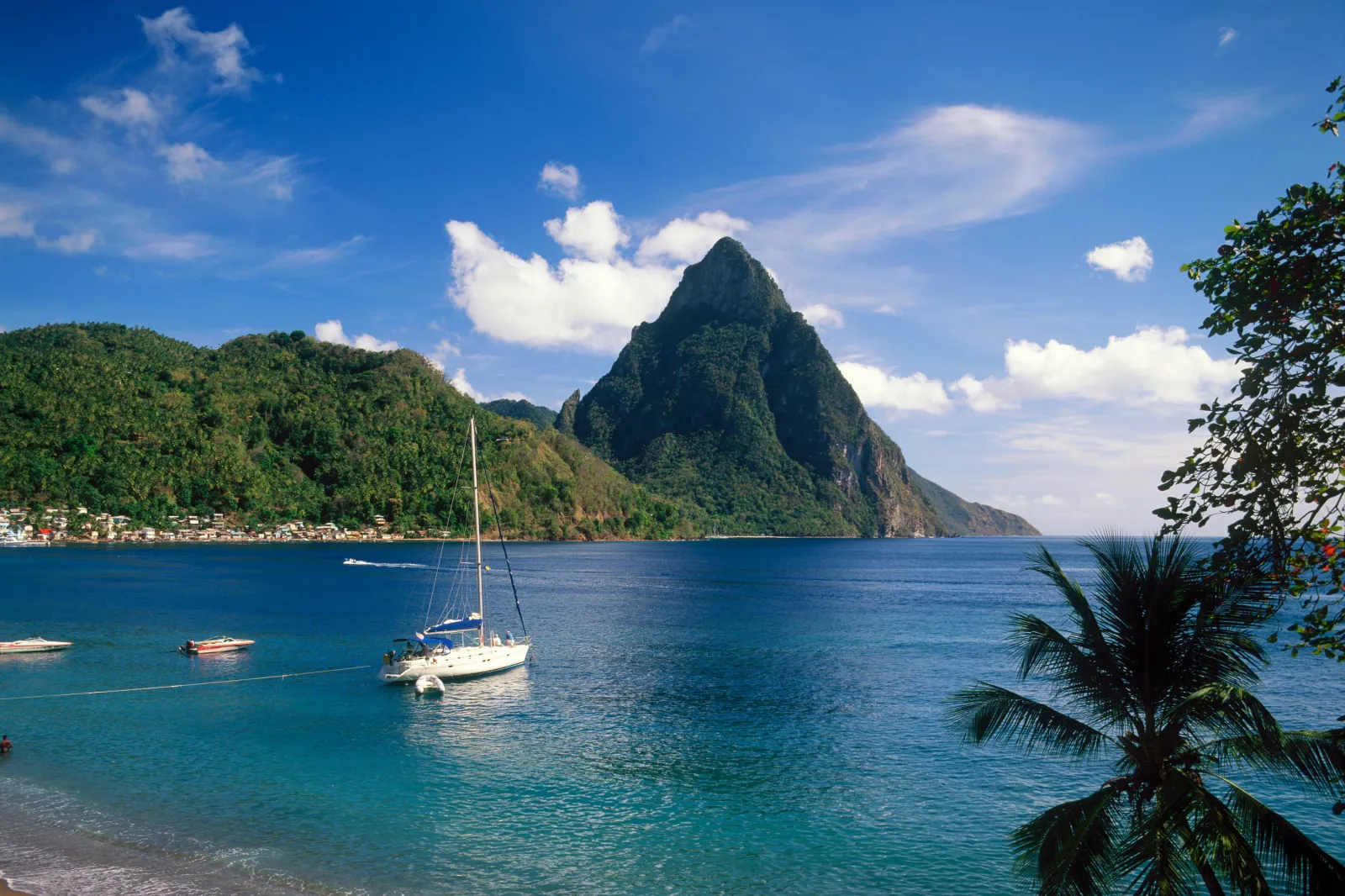 A boat is seen moored in a bay in Santa Lucia in this undated file photo.