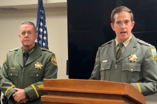 Siskiyou County Sheriff Jeremiah LaRue speaking in a press conference on July 17, 2026.