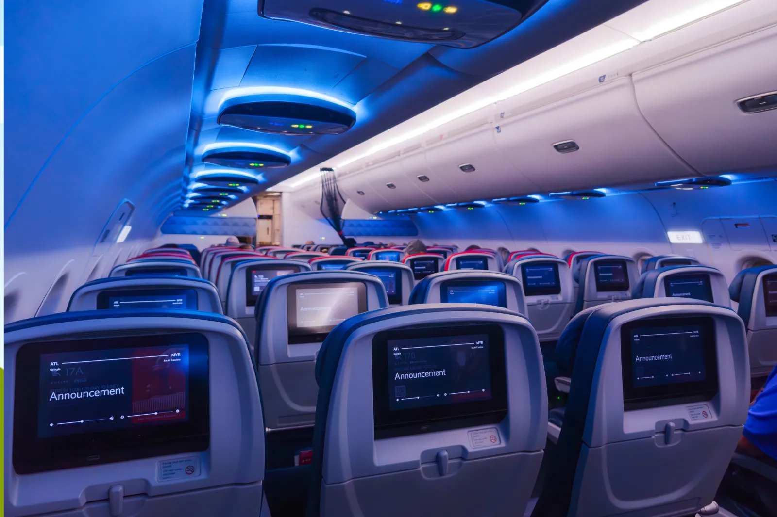 File image: An interior view of a Delta Air Lines Airbus A320 cabin is seen in Atlanta, Georgia.