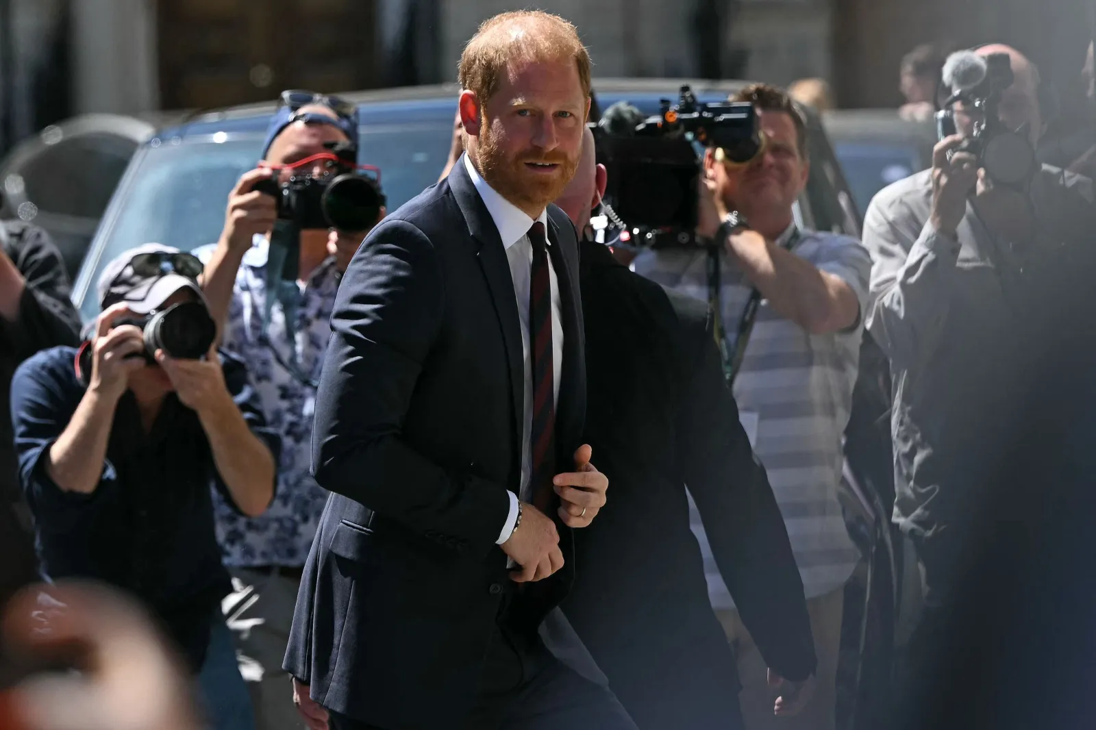 Prince Harry arrives at Chatham House in central London on July 7, 2026, for a visit promoting his Invictus Games.