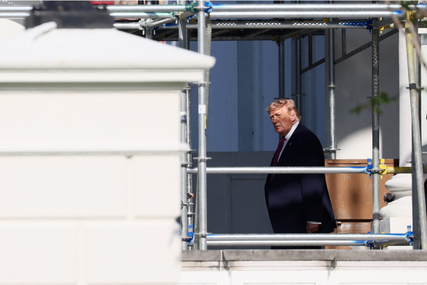 newsweek.com - Alice Gibbs - Trump posts photo of ornate columns as scaffolding remains at White House