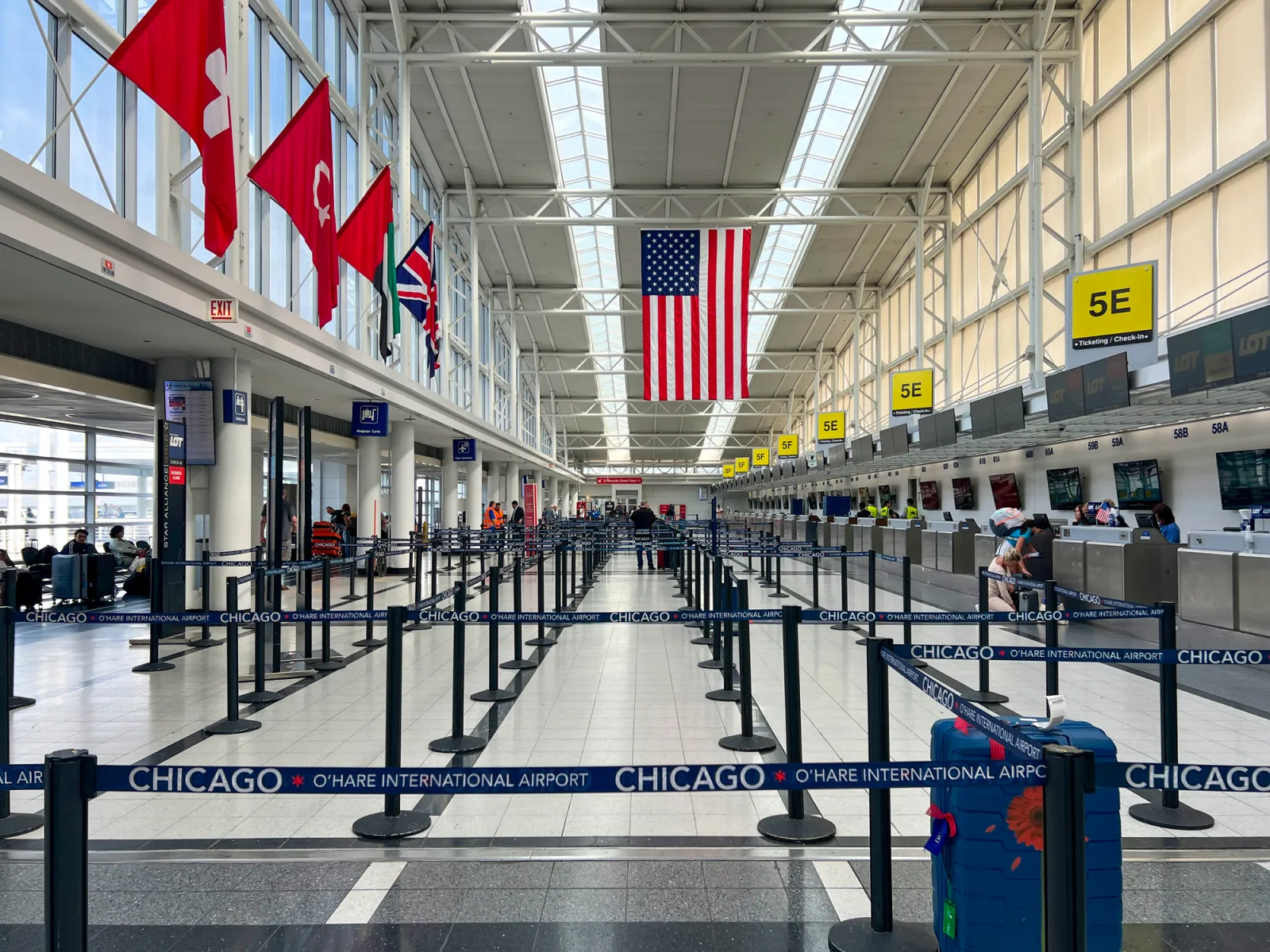 A nearly empty terminal at Chicago O'Hare International Airport in July 2024.