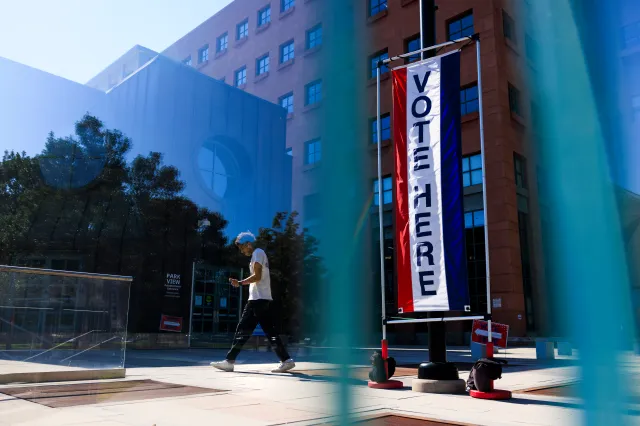 A polling place at the Central Library is pictured as voters cast their ballots in Colorado's primary election on June 30 in Denver.