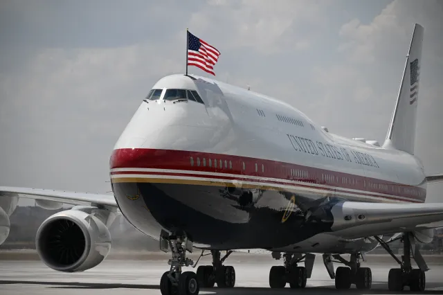 New VC-25B Bridge Air Force One transporting US President lands at Etimesgut Air Base near Ankara, on July 7, 2026, ahead of the 36th NATO Heads of State and Government Summit