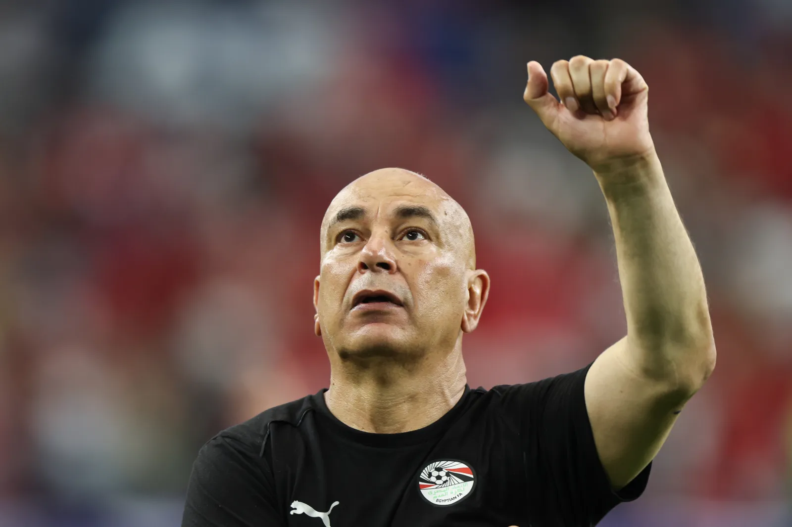 Head coach Hossam Hassan of Egypt celebrates after winning a FIFA World Cup 2026 round of 32 match against Australia at Dallas Stadium on July 3, 2026, in Arlington, Texas. (Photo by Omar Vega/Getty Images)