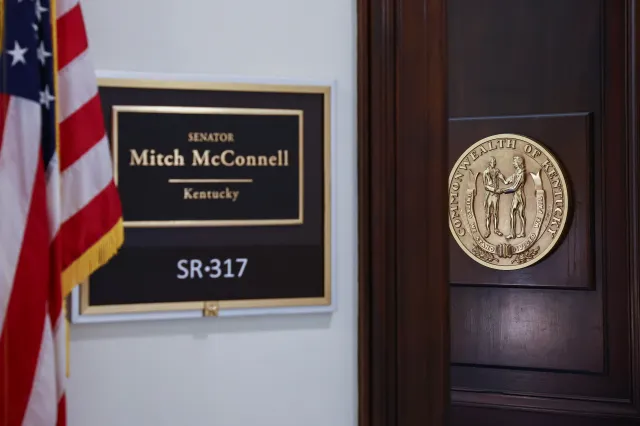 Mitch McConnell's office in Russell Senate Office Building on July 08, 2026, in Washington, D.C. McConnell's health has become the subject of speculation.