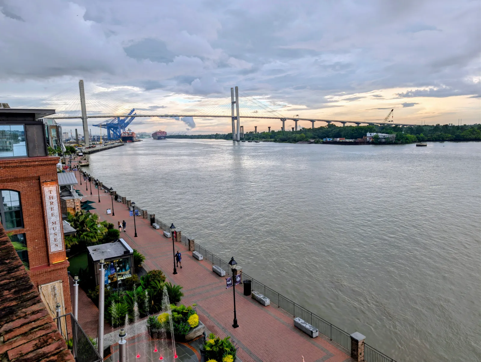 Savannah River, Savannah's Talmadge Memorial Bridge and Savannah's Plant River District.