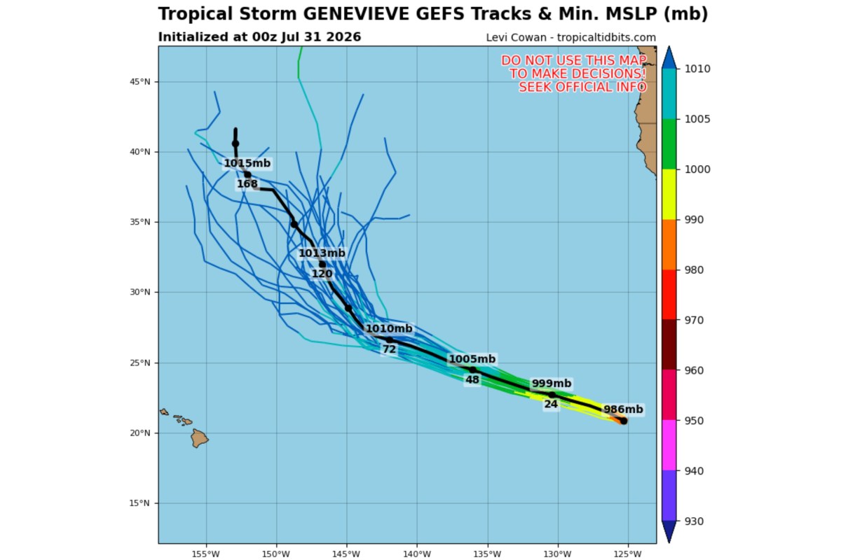 Tropical Storm Genevieve Spaghetti Models Show US Area At Risk This Weekend