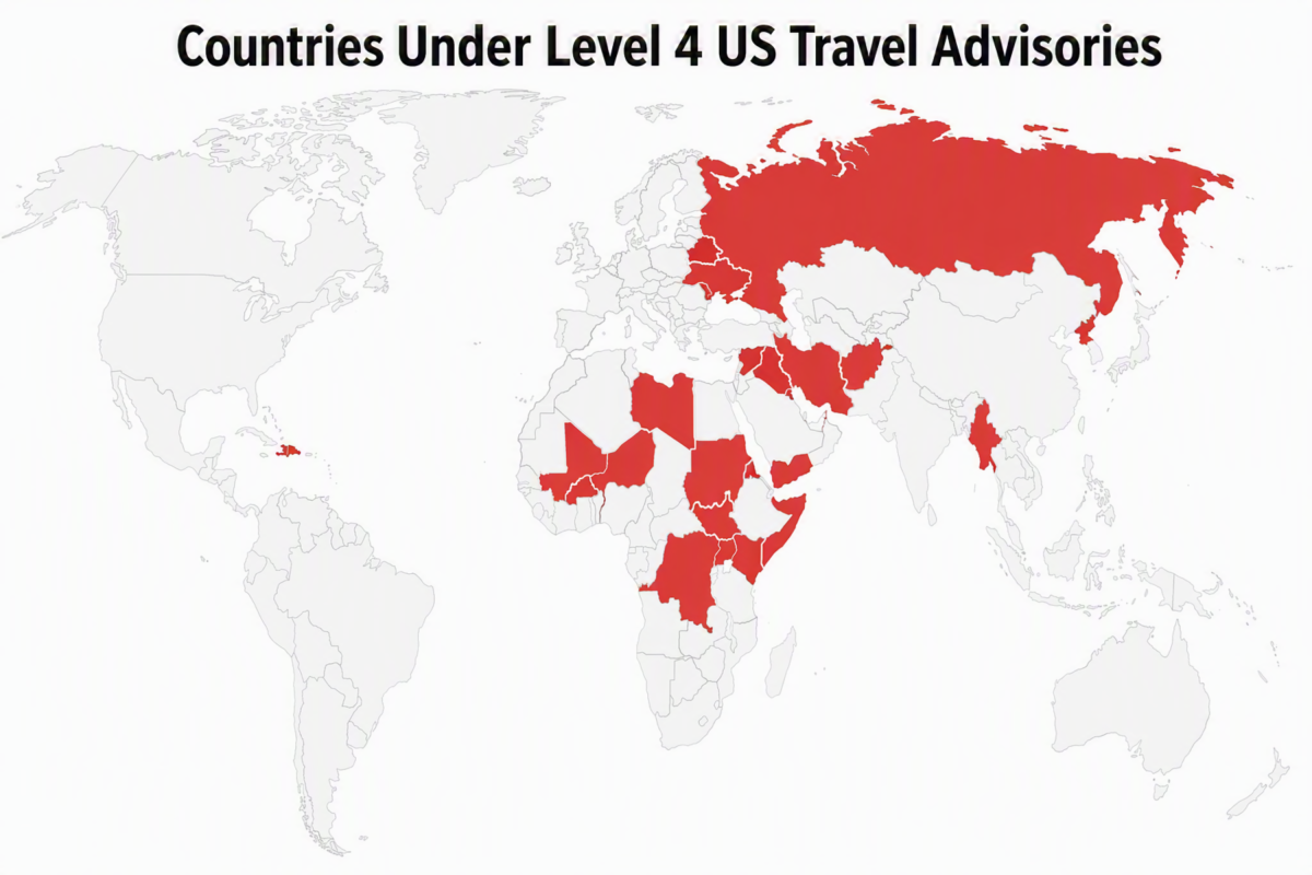 Map Shows Countries Under Level 4 US Travel Warnings